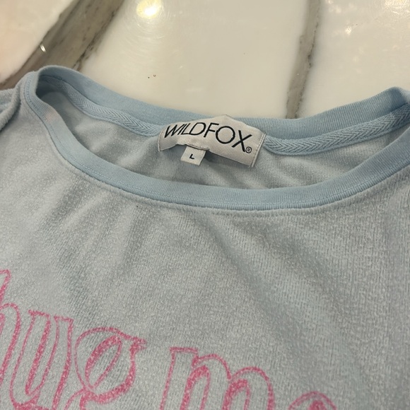 Wildfox Super Cozy “Hug me & Ill hug you” Baby Blue Sweatshirt- L - Picture 5 of 9